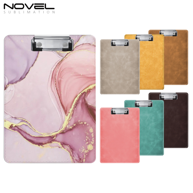 New Style Office PU File Folder Sublimation PU Blank Clip Board with 7 Colors