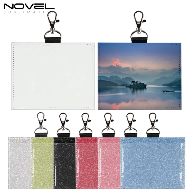 Sublimation Colorful PU Leather Card Holder Business Credit Card Pocket Bag Tag with Metal Buckle