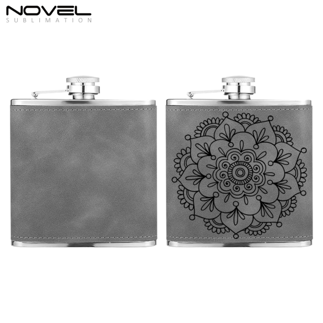 New Arrival Blank Colourful Sublimation PU Leather Hip Flask support Custom Pattern