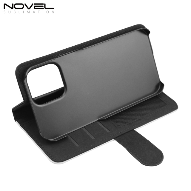 Sublimation Blank PU Leather Flip Phone Case Wallet PC Inside with Card Holder and Stand for iPhone Series