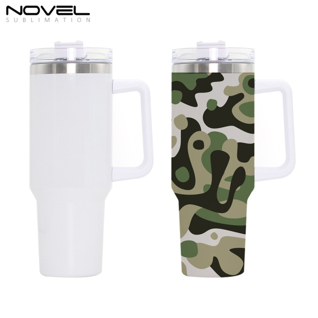 New Arrival 40oz Sublimation Colorful Stainless Steel Car Mug with Handle 40oz Tumblers