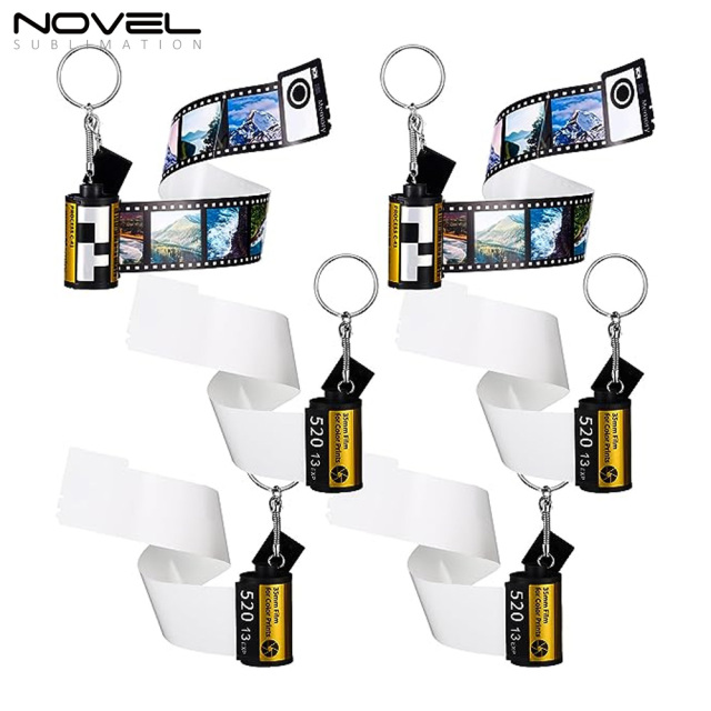 Sublimation Camera Film Roll Keychain Customized Keyrings with 10 Photos Album Picture