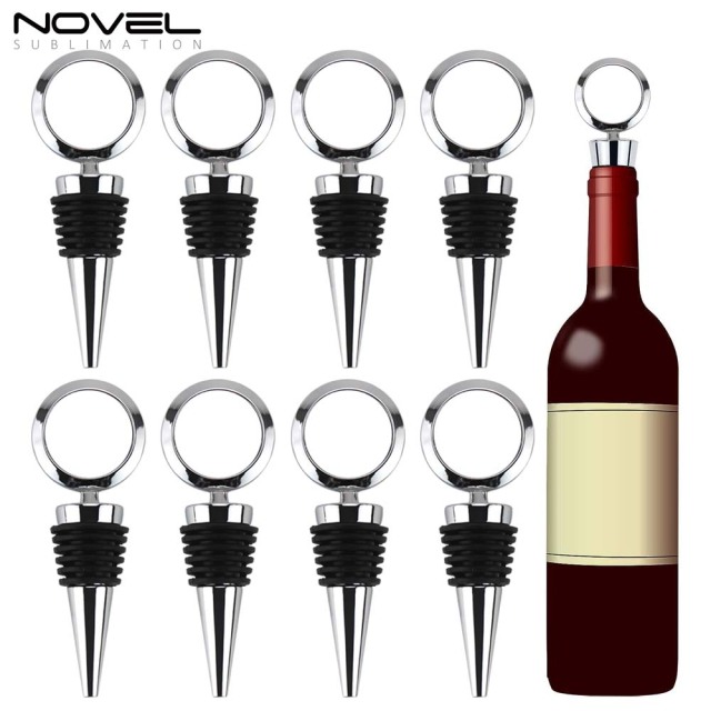 Sublimation Blank Wine Bottle Stoppers, Reusable Wine Stoppers Aluminum Heat Transfer Red Wine Stoppers Accessories for Gift, Bar, Party, Wedding