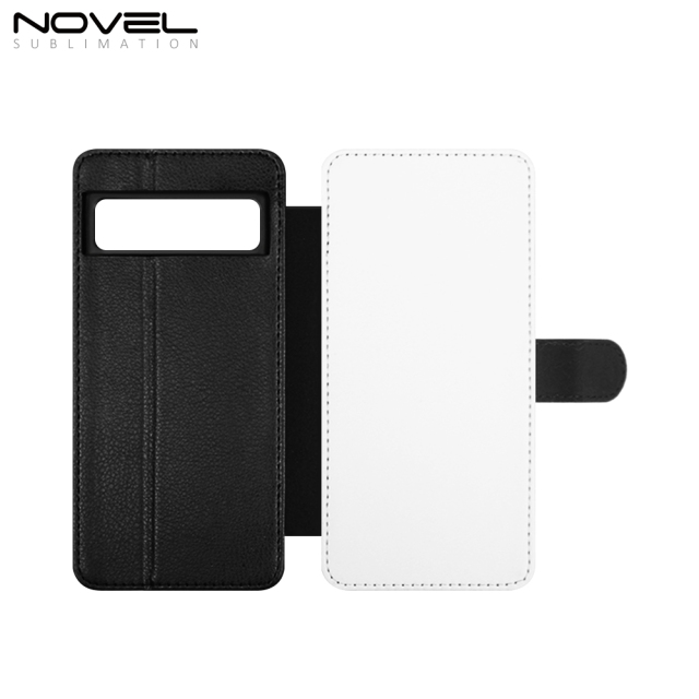 Sublimation Blank PU Leather Flip Phone Case Wallet PC Inside with Card Holder and Stand for Google Pixel 8 Series