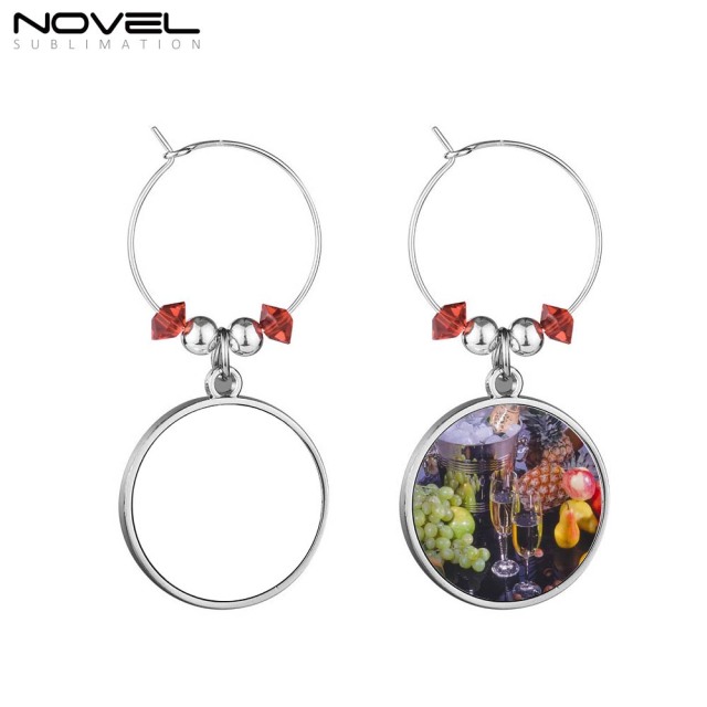 Sublimation Wine Glass Hanging Ring DIY Drink Marker Tags Wine Charms for Stem Glasses Identification for Party Favors Decorations Family Gathering