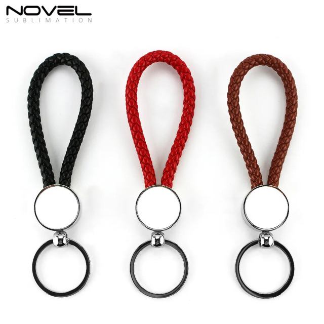 New!!! Custom Sublimation Blank Hanging Rope Keyring Zinc Alloy Keychain With Braided Rope