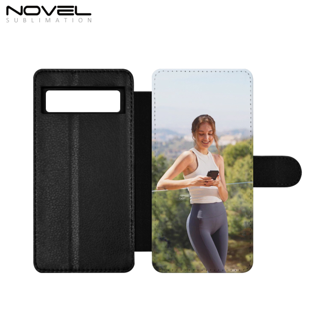 Sublimation Blank PU Leather Flip Phone Case Wallet PC Inside with Card Holder and Stand for Google Pixel 7a Series