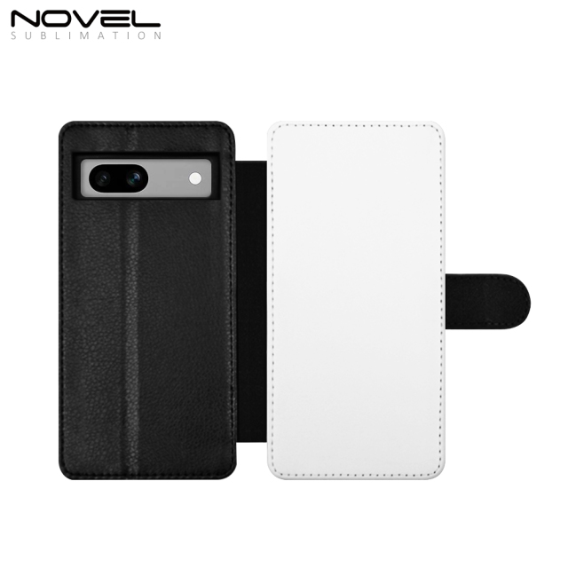 Sublimation Blank PU Leather Flip Phone Case Wallet PC Inside with Card Holder and Stand for Google Pixel 7a Series