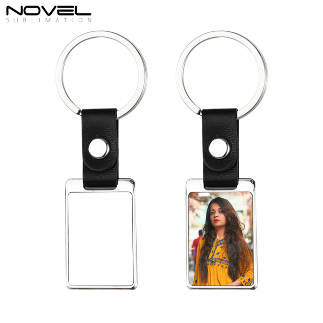 New Arrival Custom Blank Sublimation PU Back Keychain With Three Shapes