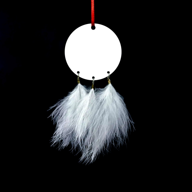 Sublimation Christmas MDF Pendant Double-sided Printable Ornaments with Feather