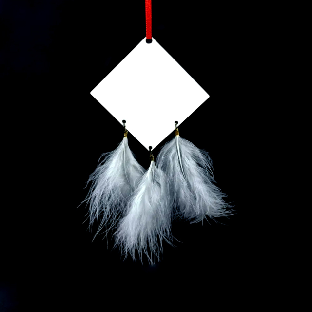 Sublimation Christmas MDF Pendant Double-sided Printable Ornaments with Feather