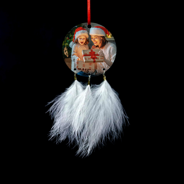 Sublimation Christmas MDF Pendant Double-sided Printable Ornaments with Feather