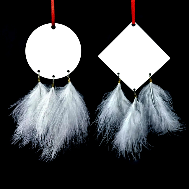 Sublimation Christmas MDF Pendant Double-sided Printable Ornaments with Feather