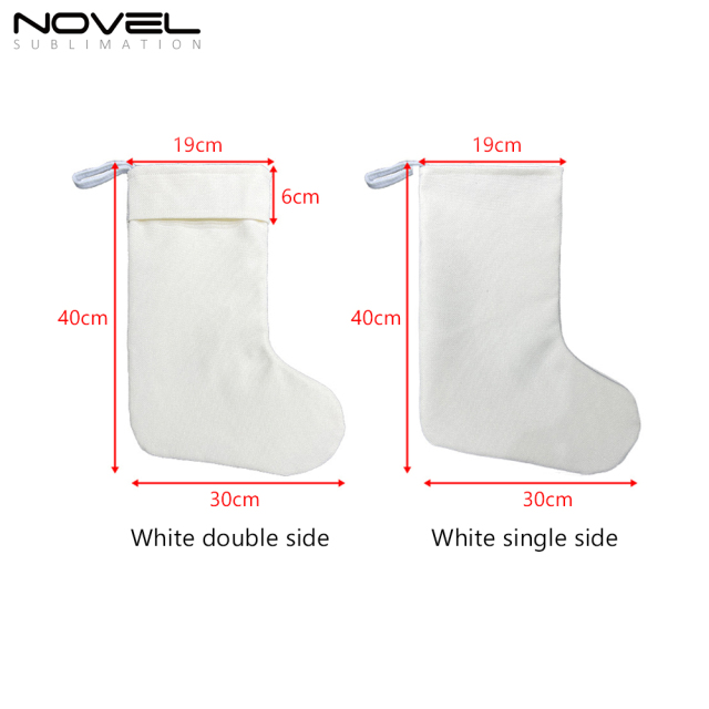 Xmas 300g Cotton Linen Socks Hanging Ornaments Christmas Stocking For Decoration