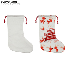 Xmas Drawstring Pockets Socks with Hanging Ornaments Christmas Stocking For Decoration