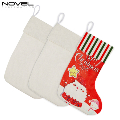 Xmas 300g Cotton Linen Socks Hanging Ornaments Christmas Stocking For Decoration