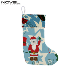 Xmas 300g Cotton Linen Socks Hanging Ornaments Christmas Stocking For Decoration