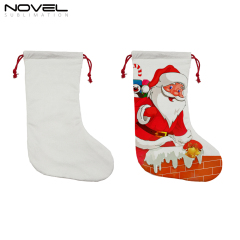 Xmas Drawstring Pockets Socks with Hanging Ornaments Christmas Stocking For Decoration