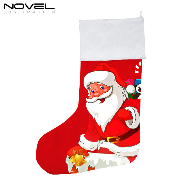 Sublimation Xmas Drawstring Socks with Hanging Ornaments Christmas Stocking For Decoration