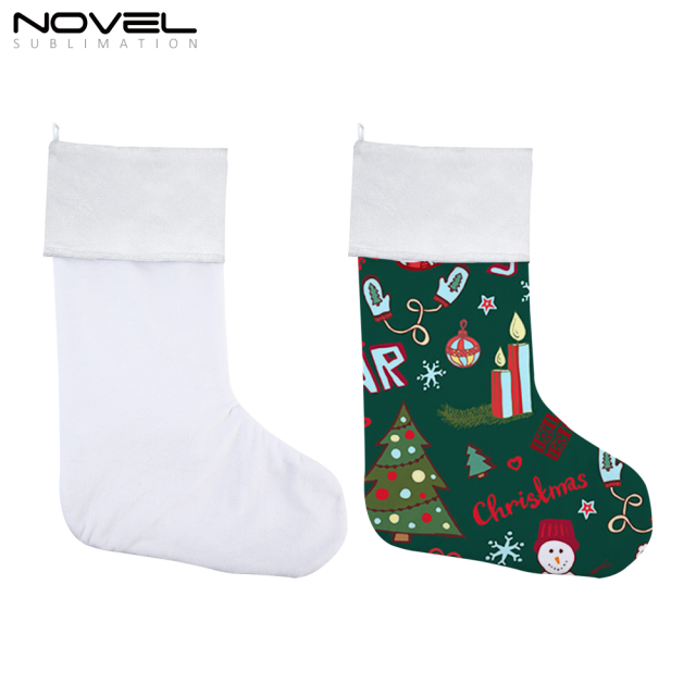 Sublimation Xmas Drawstring Socks with Hanging Ornaments Christmas Stocking For Decoration