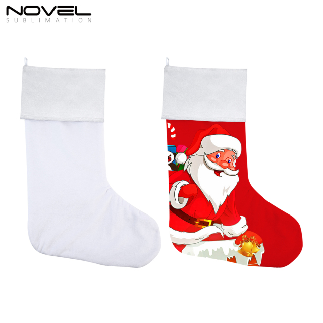 Sublimation Xmas Drawstring Socks with Hanging Ornaments Christmas Stocking For Decoration