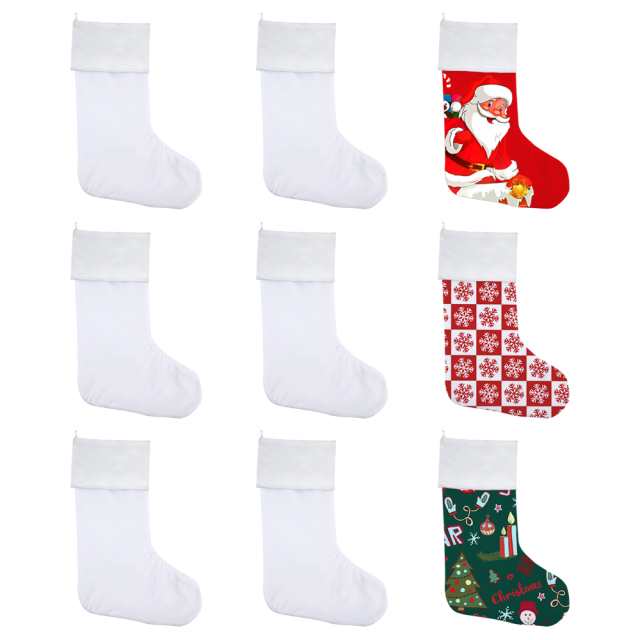 Sublimation Xmas Drawstring Socks with Hanging Ornaments Christmas Stocking For Decoration