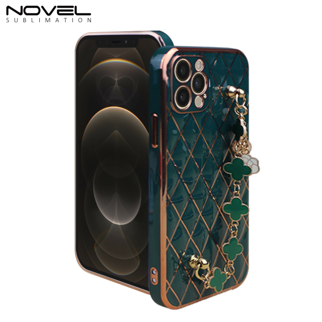 New Electroplated Lambskin  Phone Cover for iPhone 7/8/11/13/14 Series Phone Case With Chain