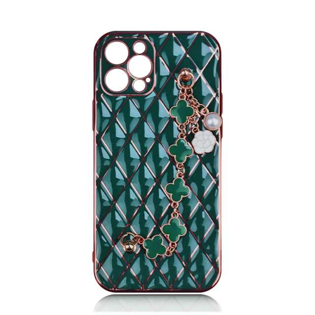 New Electroplated Lambskin  Phone Cover for iPhone 7/8/11/13/14 Series Phone Case With Chain