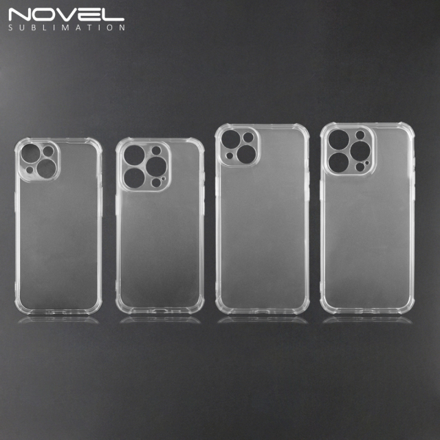 For iPhone 15 /14/ 14 Pro/ 14 Plus/ 14  Pro Max Soft Silicone Clear Four Corner Anti Crack Phone Case For UV Prinitng