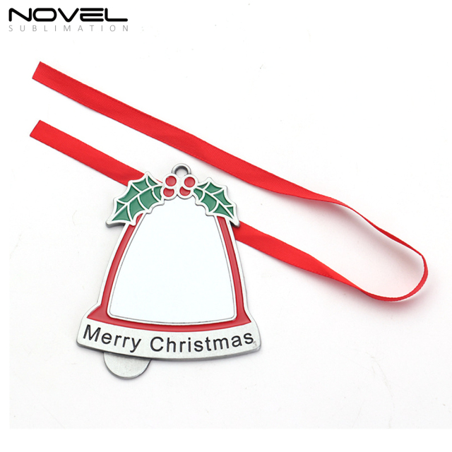 Sublimation Christmas Blank Bell Shaped Heat Transfer Christmas Tree Hanging Decoration for DIY Crafts