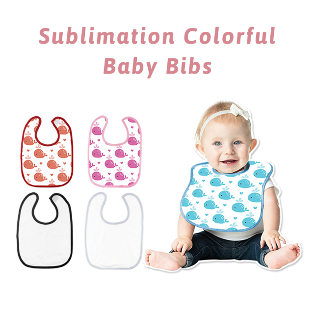 Sublimation Colorful Polyester and Terry Cloth Baby Bibs With Velcro Fastening