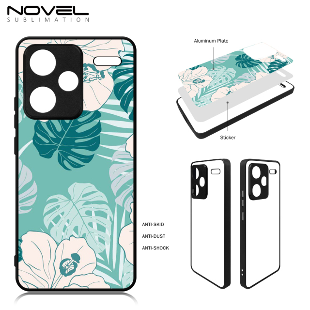 For Redmi Note 13 Pro + DIY Logo Sublimation Blank 2D TPU Phone Case With Aluminum Insert