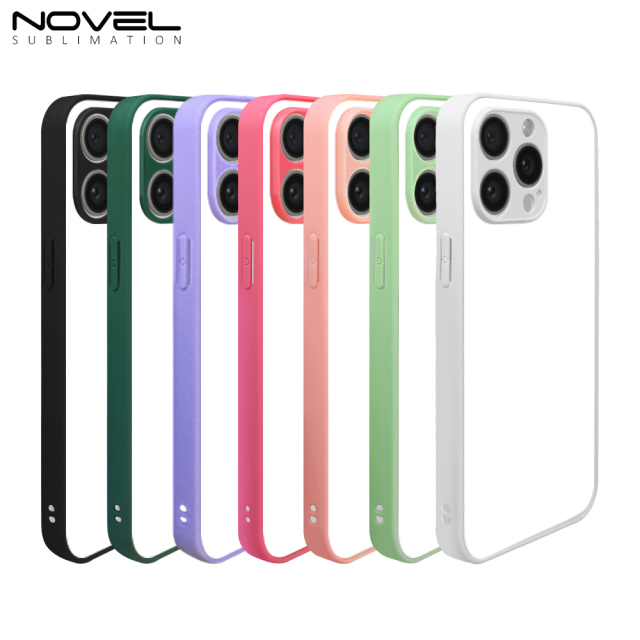 For iPhone 15/14 Series Sublimation Blank Colorful  2D TPU Rubber Phone Case With Aluminum Sheet