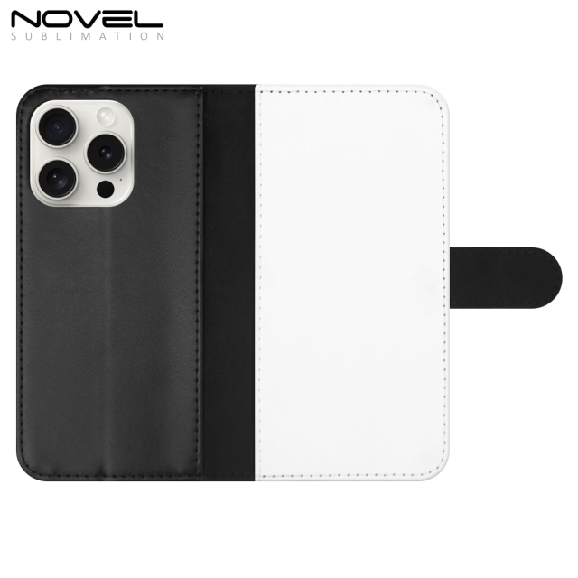 Sublimation Blank PU Leather Flip Phone Case Wallet TPU Inside with 3 Card Holder and Stand for iPhone 15/13/12/11 Series