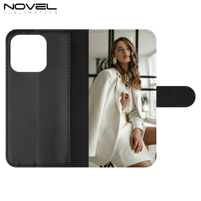 Sublimation Blank PU Leather Flip Phone Case Wallet TPU Inside with 3 Card Holder and Stand for iPhone 15/13/12/11 Series