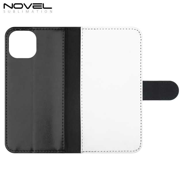 Sublimation Blank PU Leather Flip Phone Case Wallet TPU Inside with 3 Card Holder and Stand for iPhone 15/13/12/11 Series