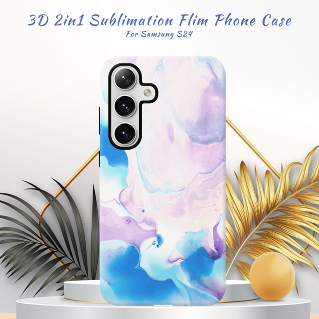 New Arrival 2in1 3D Film case Sublimation cover customized DIY Cell Phone case for Samsung S24 series