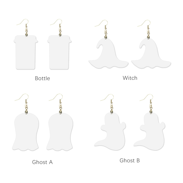 Sublimation Earrings Blank MDF Halloween Ghost Ear Rings Customized Earrings for Making DIY Craft