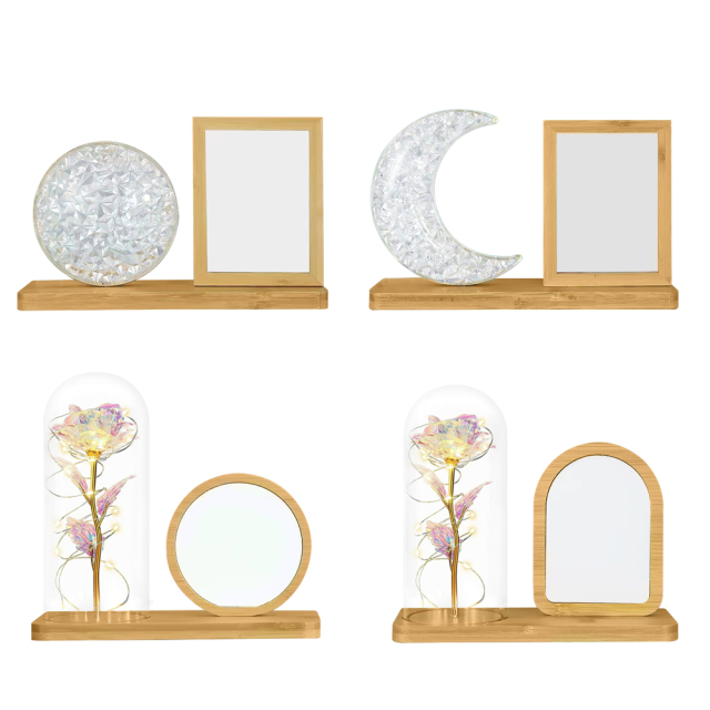 New Arrival Atmosphere Light Photo Frame Table Setting Bamboo Crafts Sublimation Blanks Aluminum Photo Frame