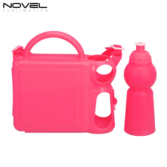 Sublimation Plastic Water Bottle Set Kid Portable 2 in1 Lunch Box and Kettle