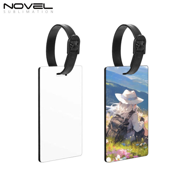 Sublimation MDF Luggage Tags Blanks White Blank Travel Bag Baggage Tags with Strap Double Side Printable