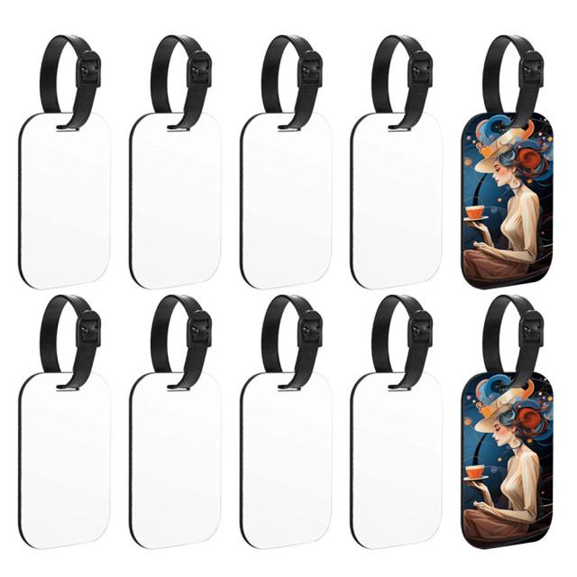 Sublimation MDF Luggage Tags Blanks White Blank Travel Bag Baggage Tags with Strap Double Side Printable