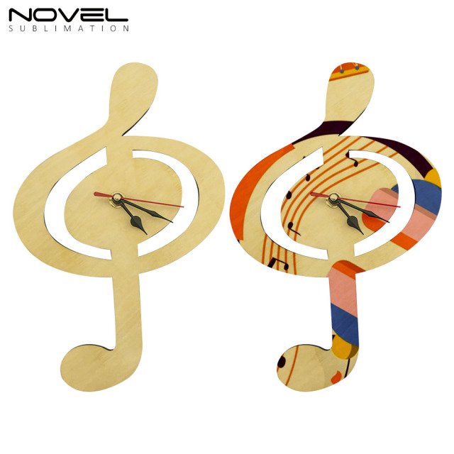 Sublimation Wood Clock-musical Note Wall Clocks Modern Interior Design Home Decoration