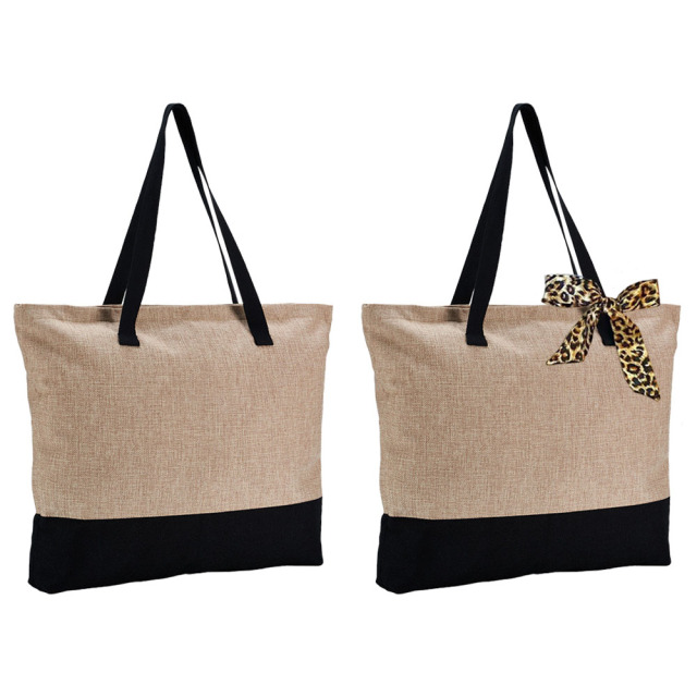New Arrival Sublimation Blank Jute and Black Bag Reusable Custom Tote Bag Shoppong Bag
