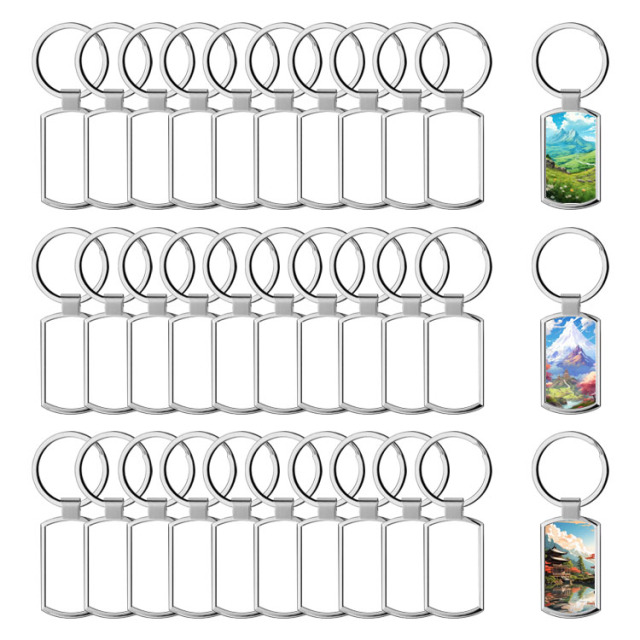DIY Sublimation Blank Metal Keychain Rectangle Keyring Bag Charms Accessories