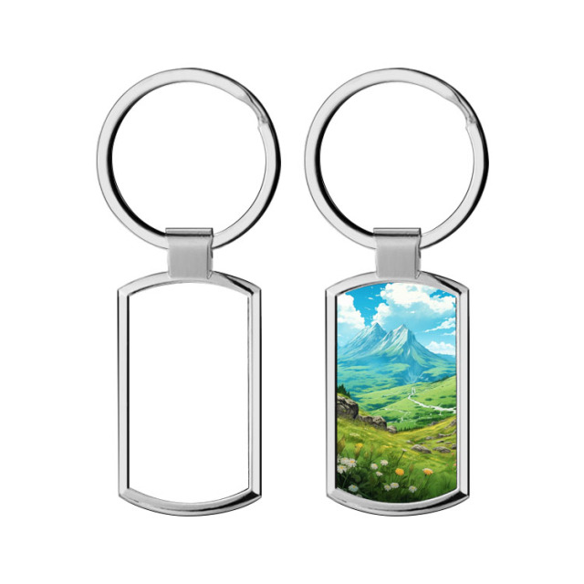 DIY Sublimation Blank Metal Keychain Rectangle Keyring Bag Charms Accessories