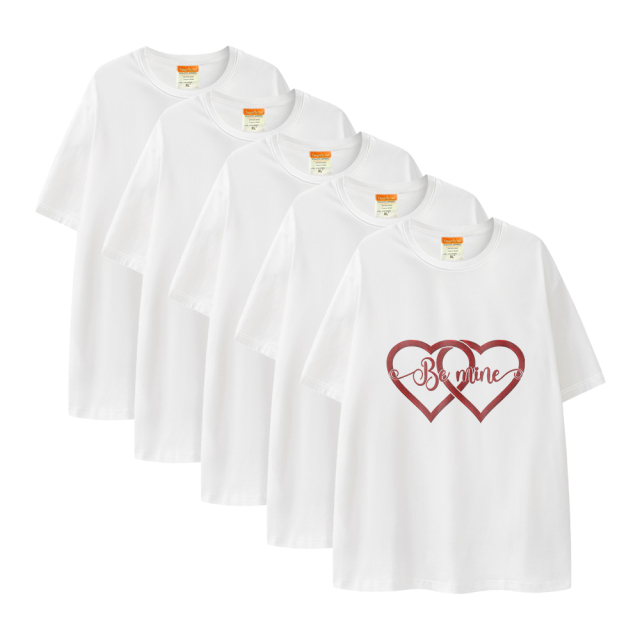 Sublimation Blank Inner Cotton,Outer Polyester T-shirt for Kids,Aldult White T-shirt