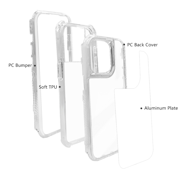 New arrival Sublimation 2D 3in1 Transparent Phone Case For iPhone 15,14,12 Series