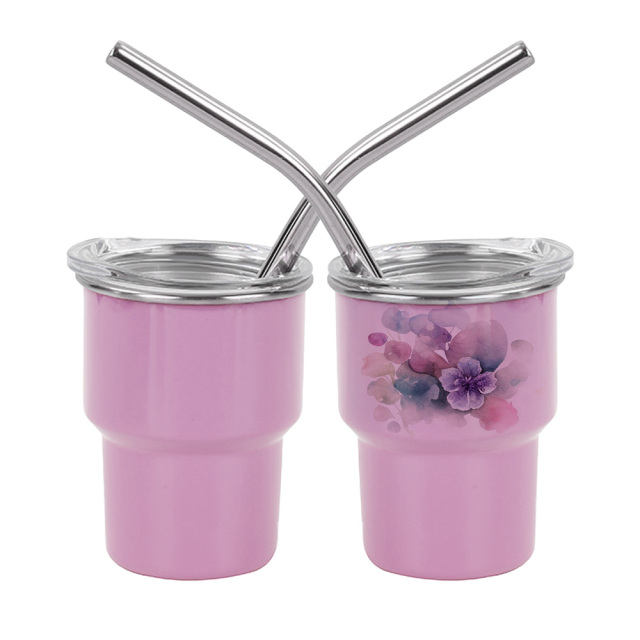 New Arrival 2oz/3oz Sublimation Stainless Steel Mug Mini Tumbler Shot Glass with Straw and Lid