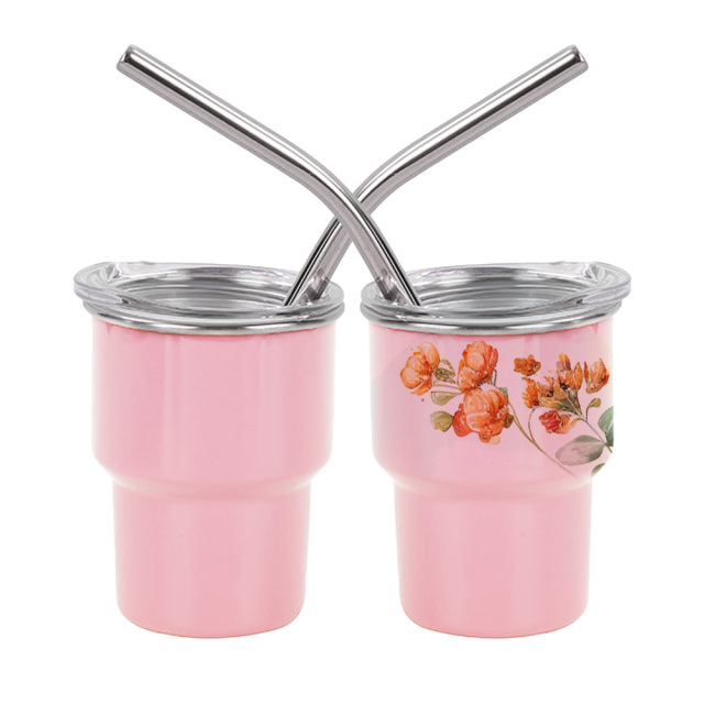 New Arrival 2oz/3oz Sublimation Stainless Steel Mug Mini Tumbler Shot Glass with Straw and Lid